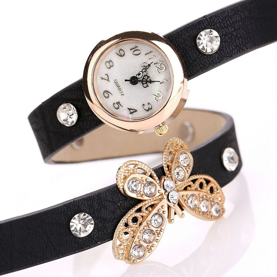 Butterfly Leather strap Bracelet Watch